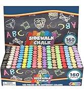 JOYIN 160 PCS Sidewalk Chalks Set Non-Toxic Washable Jumbo Chalk for Outdoor Art Play, Painting o...