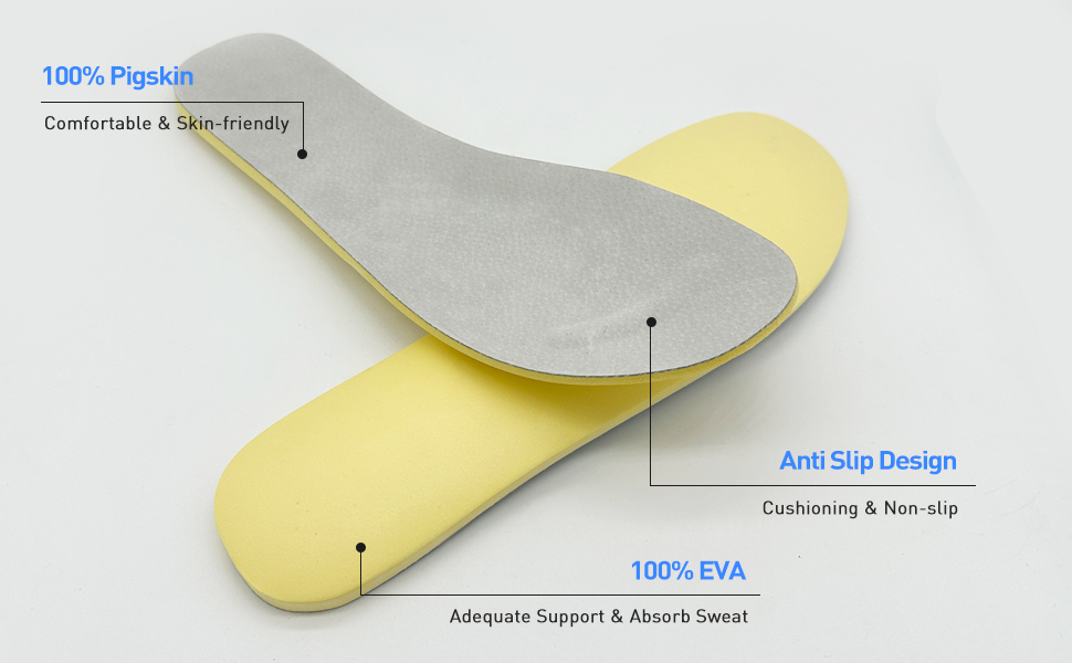 Anti Slip 100% Pigskin Shoe Insoles