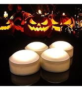 EZiKitchen 4 Pack Halloween Pumpkin Lights with Remote/Timer White Led Battery Operated Flameless...