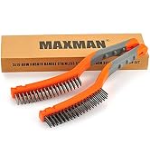 Wire Brush Set,Heavy Duty Carbon Steel and Stainless Steel Wire Scratch Brush for Cleaning Rust,P...