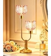 TECHYAP Mid Century Modern Flower Table Lamp Dimmable Vintage Lamp Gift | Pink Glass Nightstand L...
