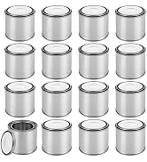 LDHHYH 16 Pack Empty Metal Paint Cans with Lids (1/2 Pint Size), Tiny Tinplate Unlined Cans, Silv...