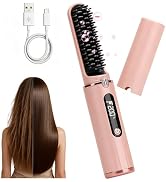 Cordless Hair Straightener Brush, 500M Negative Ions Fast Heating Straightening Comb, Rechargeabl...