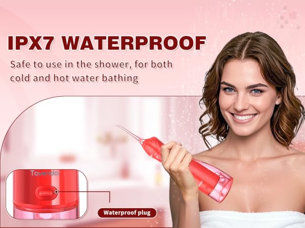 Tovendor electric flosser with IPX7 WATERPROOF Shower water flosser
