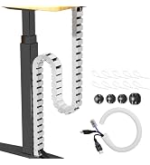 Cinati 52 Inch Vertebrae Cable Management, White Under Desk Vertebrae Cable Management Kit, Adjus...