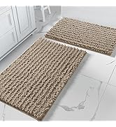 Yimobra Bathroom Rugs Sets 2 Piece, Chenille Shaggy Bath Carpet, Soft & Thick, Absorbent Water, N...