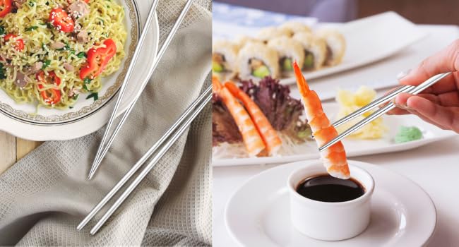 10 Pairs Silver Chopsticks Set
