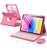 Wenlaty for iPad A16 11th/10th Generation Case with Keyboard & Mouse, 360° Rotating Magnetic Deta...