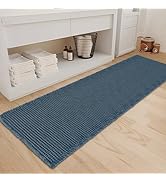 ZALL Dark Blue Waffle Bath Mat,Super Absorbent Non Slip Bathroom Rug, 24x72inch, Machine Washable...