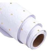 RUSPEPA White Wrapping Paper Roll, Mini Roll, Flower with Gold Dot Design Perfect for Wedding, Bi...