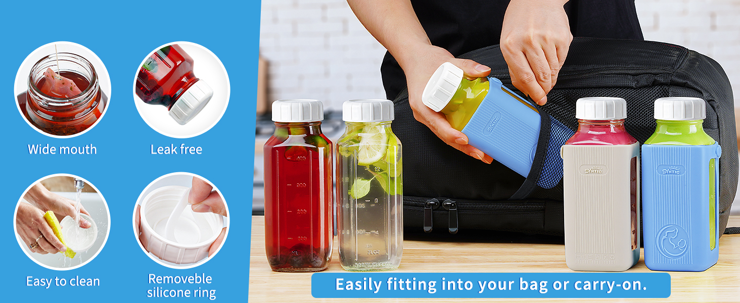easy to go glass juice bottles
