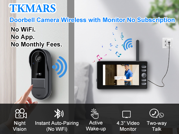 timbre con camara para puerta inalambrico video doorbell wireless no subscription intercom