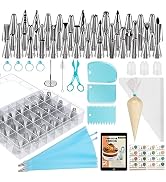 Kootek 90Pcs Piping Bags and Tips Set with Ebook, Frosting Piping Kit Cake Decorating Supplies Ba...