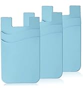 Meroqeel 3 Pack Blue Adhesive Phone Wallet Stick on Card Holder for Phone Case
