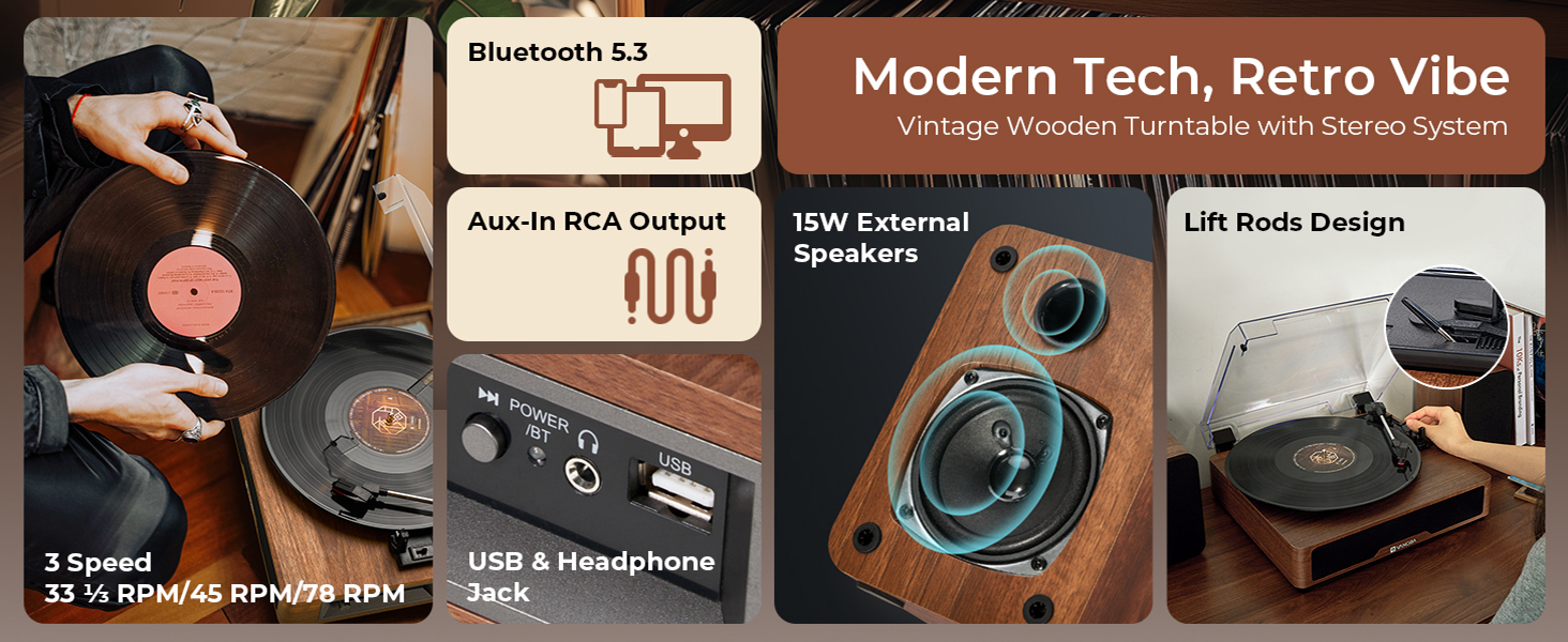 Turntable with Bluetooth Output to Headphones