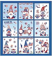 AnyDesign 138Pcs Patriotic Window Clings 250th Anniversary 4th of July Gnome American Flag Firewo...