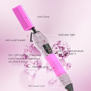 hot comb 500 degrees,iron comb hair straightener,peine caliente para alisar el pelo