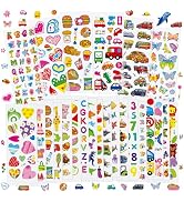 36 Sheets Mixed Stickers for Kids - 900+ 3D Puffy Stickers Variety Pack | Animals, Vehicles, Food...
