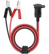 12V Cigarette Lighter Socket Replacement with 3Ft Extension Cord & Battery Alligator Clips,Univer...