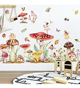 Amaonm 3D Removable Cartoon Colorful Mushrooms Elves Angle Princess Wall Stickers Murals Girls Ro...