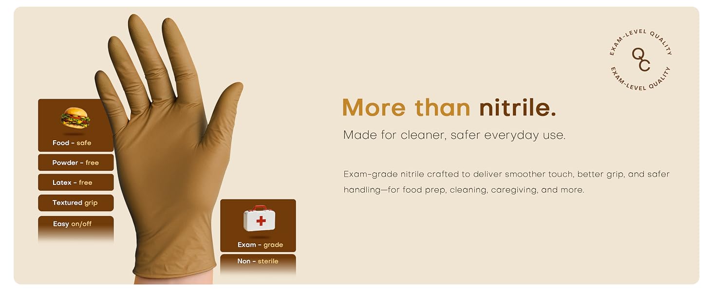 Exam-grade nitrile deliver smoother touch better grip safer handling food prep cleaning caregiving