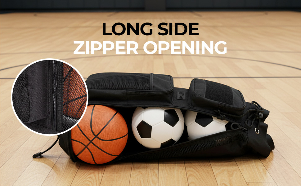 Long side zipper opening.