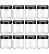 TUZAZO 4 Oz Plastic Container Jars with Lids and Labels BPA Free, Empty Round Clear Cosmetic Slim...