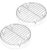 P&P CHEF 7.5 Inch Cooking Rack Round for Steaming Cooling, Silver, 2 Pack | Stainless Steel Round...