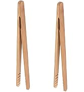 Bamboo Toast Tongs, 7 Inches Mini Wood Cooking Tong with Anti-slip Design Great for Serving Food/...