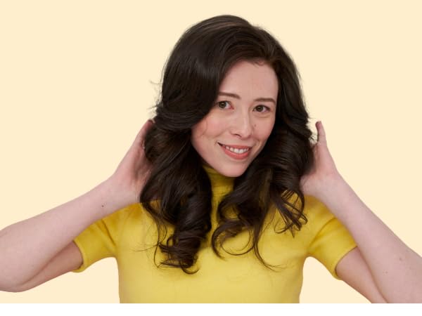 Woman with curled hair