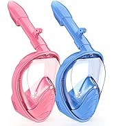 Ezire Kids Snorkel Mask Full Face, Snorkeling Gear for Kids 2-14 with Camera Mount, 180 Degree Pa...