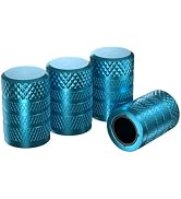 CKAuto Tire Valve Stem Caps, Aluminum Cyan, 4 Pcs/Pack | Corrosion Resistant, Universal Stem Cove...