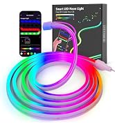 JIMIMORO Neon Rope Lights - 6.4ft RGB LED Strip with App Control, Music Sync, Flexible DIY Design...