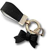 Polcatay Leather Car Bow Keychain, Bling Rhinestone Keychain Decoration, Universal Car Pendant Ke...