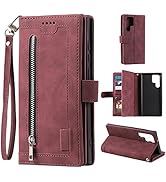 EYZUTAK Wallet Phone Case for Samsung Galaxy S26 Ultra, Retro Matte 9 Card Holder Slots Zipper Po...