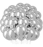 Voircoloria Metallic Silver Balloons, 66pack 12inch Chrome Silver Latex Party Balloons for Gradua...