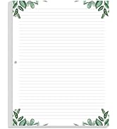 A4 Lined Refill Paper, 3-Hole Punched Ruled Filler Paper, 100Sheets / 200Pages Loose-Leaf Line Pa...
