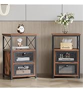 VECELO Nightstand Set of 2, End Table with Flip Drawer, Modern Night Stand for Bedroom,Living Roo...