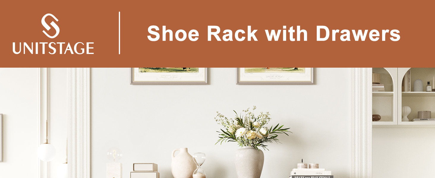 5 Tier Shoe Rack for Entryway, Shoe Storage Organizer with 2 Drawers, Metal Shoe Shelf