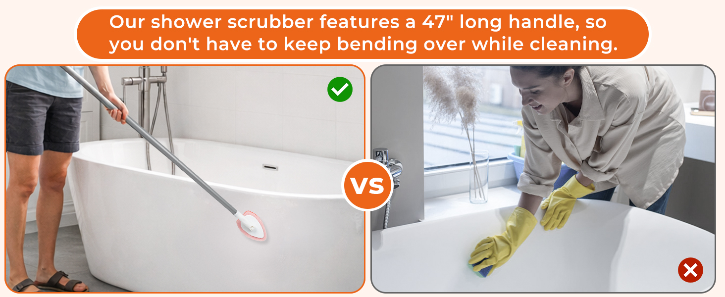 scrub brush for shower with long handle