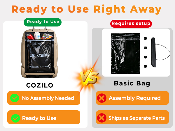 Car trash bag – no assembly needed