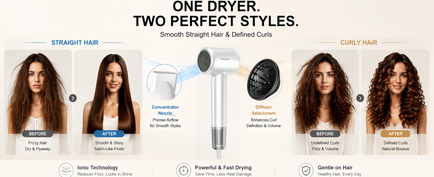 hair dryer diffuser curly hair ionic