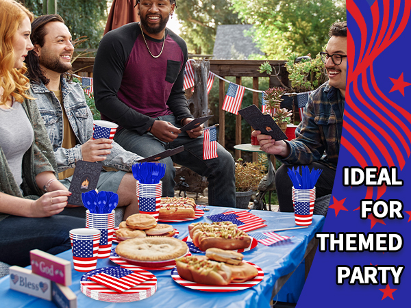USA Flag Disposable Tableware Set