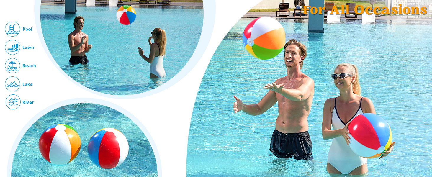 JOYIN 2-Pack 20" Beach Balls - Pool Toys Large Inflatable Beach Ball Swimming Pool Water Games