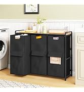 Kitstorack Laundry Hamper with Shelf 3 Sections Large Laundry Basket Organizer, Laundry Sorter Di...