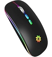 KBCASE LED Wireless Mouse Slim Silent Mouse 2.4G Rechargeable Wireless Computer Mouse Wireless Mo...