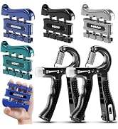 6PCS Grip Strength Trainer with Adjustable Hand Gripper Finger Exercisers | Includes 10–160LB adj...