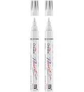 Overseas Oil-Based Fine Tip Paint Marker Pen - 2 Pack White 0.9mm Fine Nib Permanent Markers, Qui...