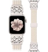 TOYOUTHS Thin Braided Magnetic Band Compatible with Apple Watch Bands 38/40/41/42/44/45/46/49mm W...