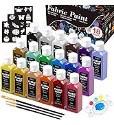 Fabric Paint, Shuttle Art 18 Colors Permanent Soft Fabric Paint in Bottles (60ml/2oz) with Brushe...